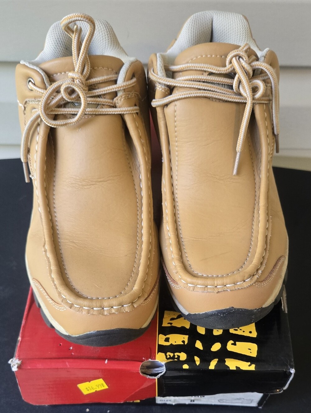 Men's Casual Moc Toe Work Sneakers in Tan